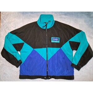 Vintage 90s USA Olympic Zip Up Track Jacket JC Penney Windbreaker XL Colorblock
